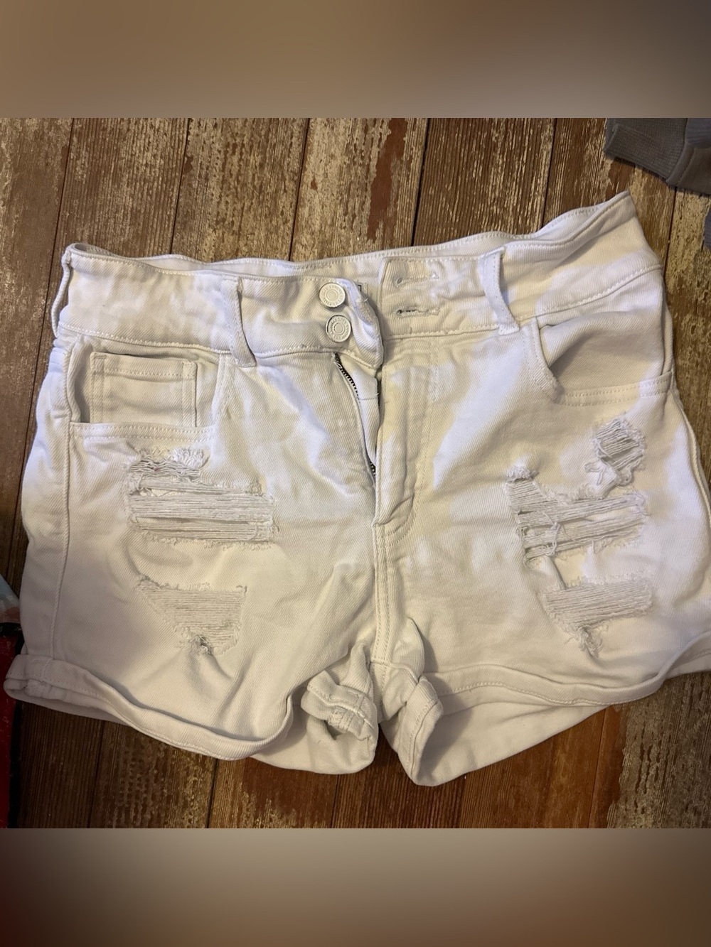 White Distressed Women’s Denim Shorts